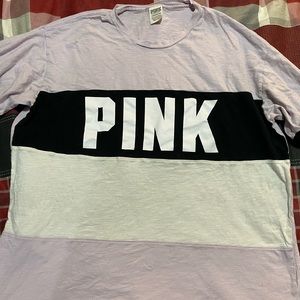 PINK Long Sleeved Colorblock Logo Shirt